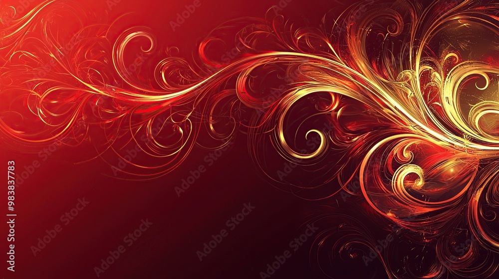 Abstract background with golden and red swirls and curls. Abstract background with golden and red swirls and curls.