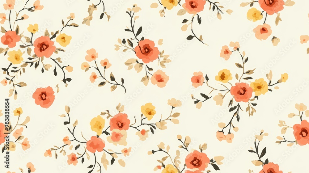 Charming small scale floral pattern in a shabby chic millefleurs style Seamless floral background suitable for textiles book covers wallpaper printing gift wrapping and scrapbooking Charming small scale floral pattern in a shabby chic millefleurs style Seamless floral background suitable for textiles book covers wallpaper printing gift wrapping and scrapbooking