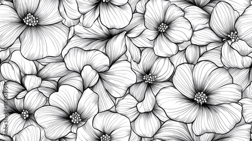 Seamless Floral Pattern Hand Drawn Floral Texture Decorative Flowers for Coloring Books