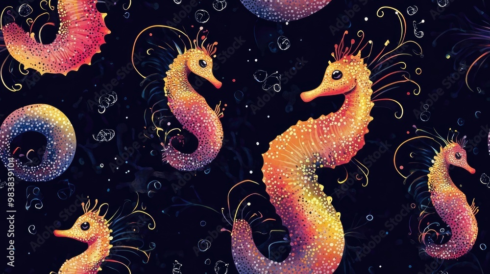 Seahorse seamless patterns seahorse backgrounds seahorse wallpapers designs for posters invitations and wedding cards