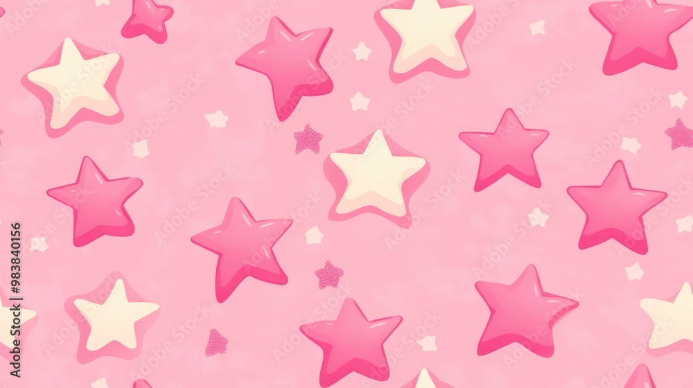 Seamless pattern featuring a pink star background Seamless pattern featuring a pink star background