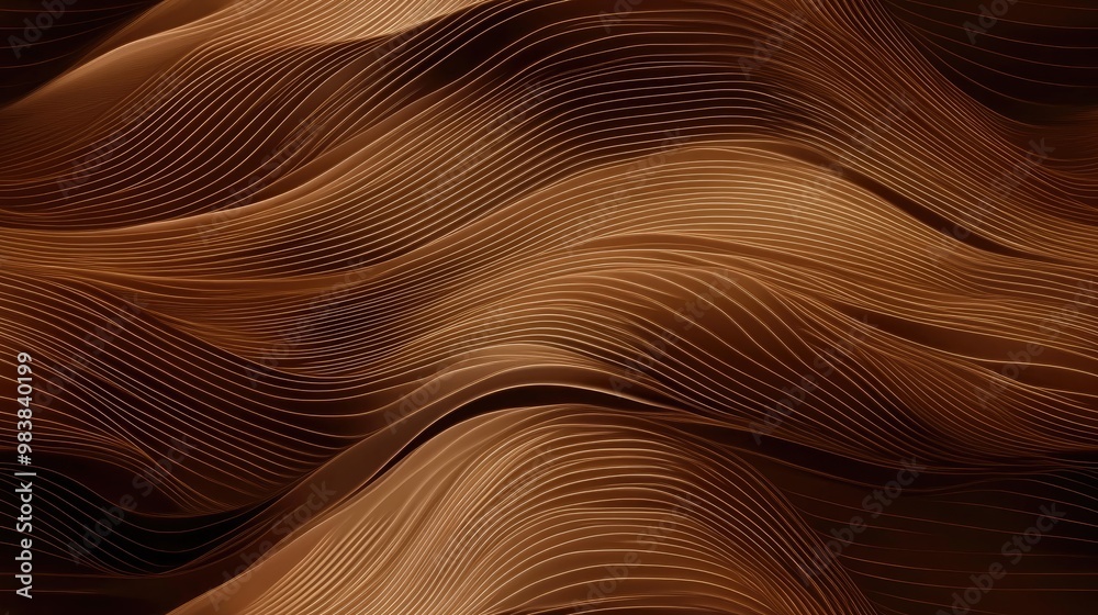 Elegant abstract illustration featuring a horizontal brown background with flowing lines