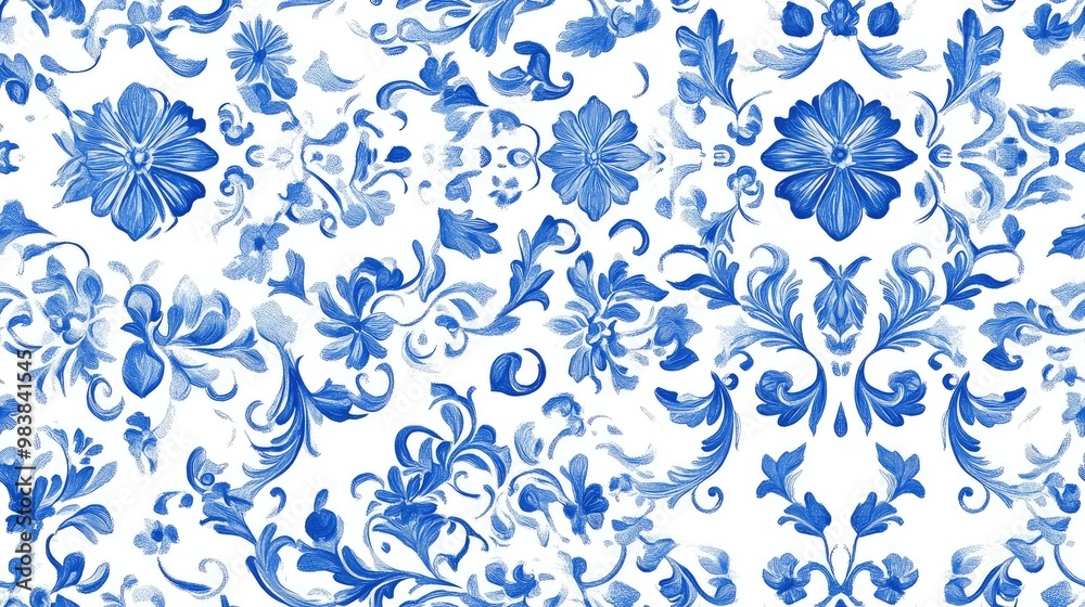 Seamless blue pattern on a white background Seamless blue pattern on a white background