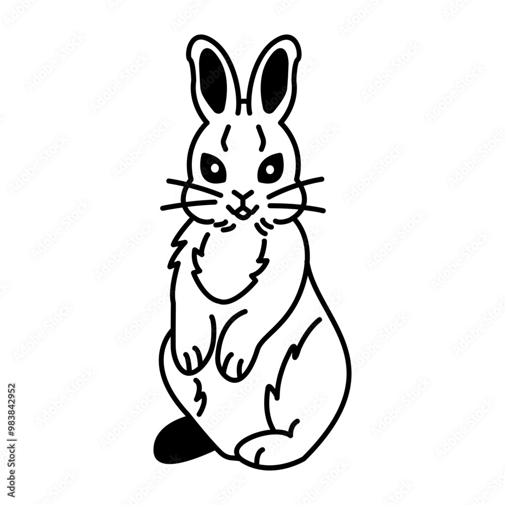 A sketchy icon of hare cartoon with cute expressions A sketchy icon of hare cartoon with cute expressions