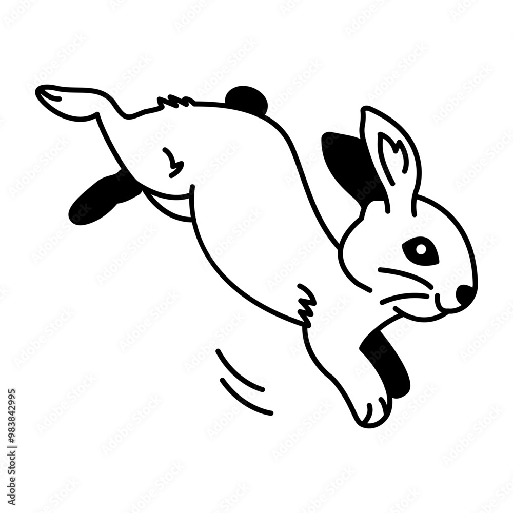 Bunny leap icon designed in drawing style 