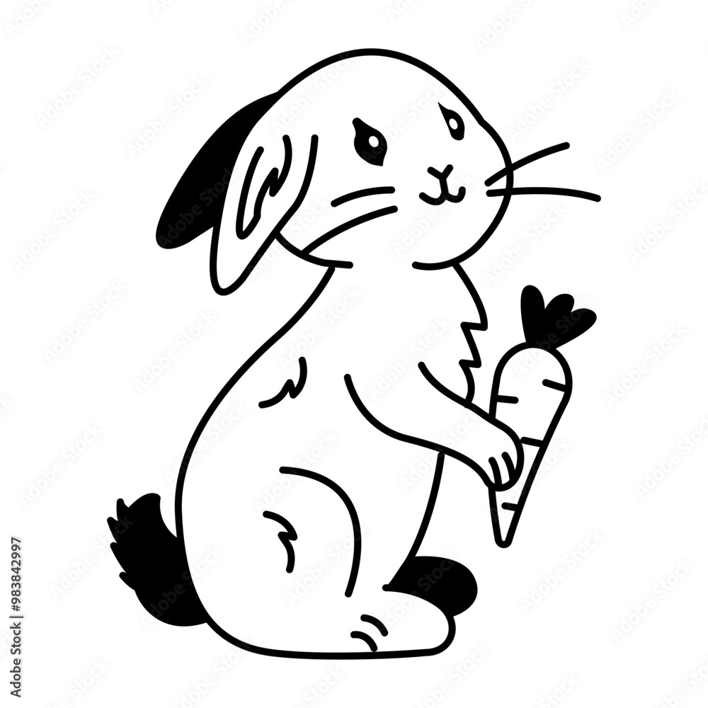 A sketchy icon of rabbit carrot A sketchy icon of rabbit carrot
