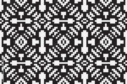 Ethnic seamless monochrome pattern. Aztec geometric background. Tribal print. Navajo fabric. Modern abstract wallpaper. Vector illustration.