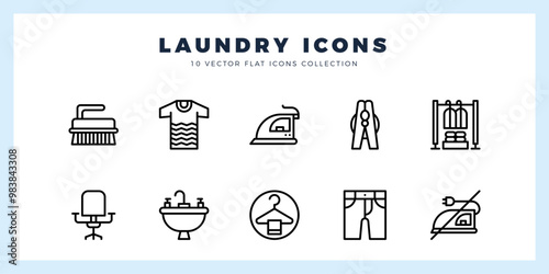 10 Laundry Lineal icons pack. vector illustration.
