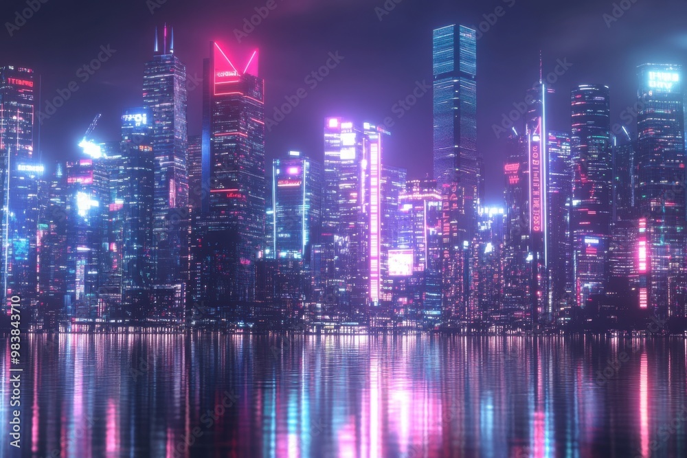 Fototapeta premium Futuristic smart city skyline