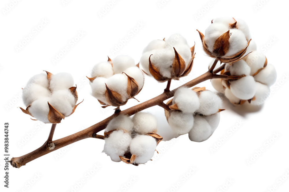 Cotton branch with fluffy blossoms isolated on transparent background Cotton branch with fluffy blossoms isolated on transparent background