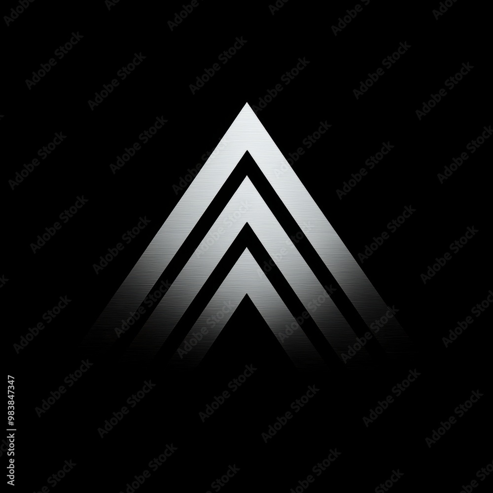 Ascending Brilliance: A sleek, metallic triangle rises against a stark black background, radiating a sense of minimalist sophistication and upward momentum. Ascending Brilliance: A sleek, metallic triangle rises against a stark black background, radiating a sense of minimalist sophistication and upward momentum.