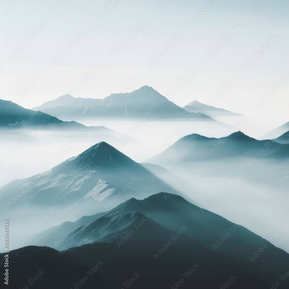 Serene mountain range shrouded in mist. Fog rolling through tranquil valleys. Majestic peaks touch the sky. Peaceful alpine landscape. Misty mountain scenery with cloud-kissed summits. Serene mountain range shrouded in mist. Fog rolling through tranquil valleys. Majestic peaks touch the sky. Peaceful alpine landscape. Misty mountain scenery with cloud-kissed summits.