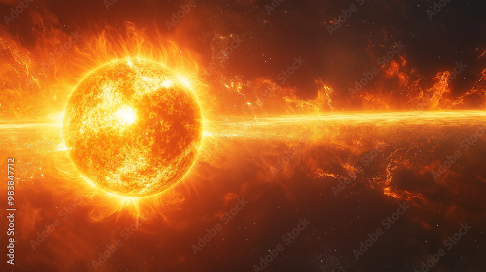 Solar Equator Crossing, showcasing the sun crossing the celestial equator in an abstract, dynamic graphic, with copy space, The September Equinox Solar Equator Crossing, showcasing the sun crossing the celestial equator in an abstract, dynamic graphic, with copy space, The September Equinox