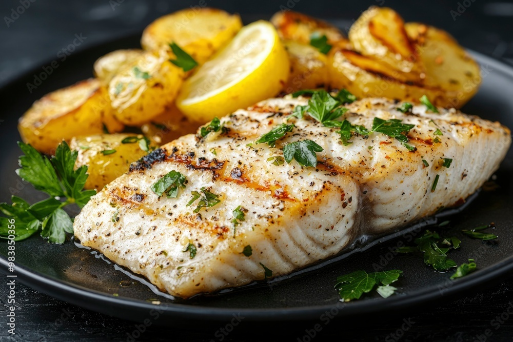 Grilled Fish with Lemon and Roasted Potatoes Grilled Fish with Lemon and Roasted Potatoes