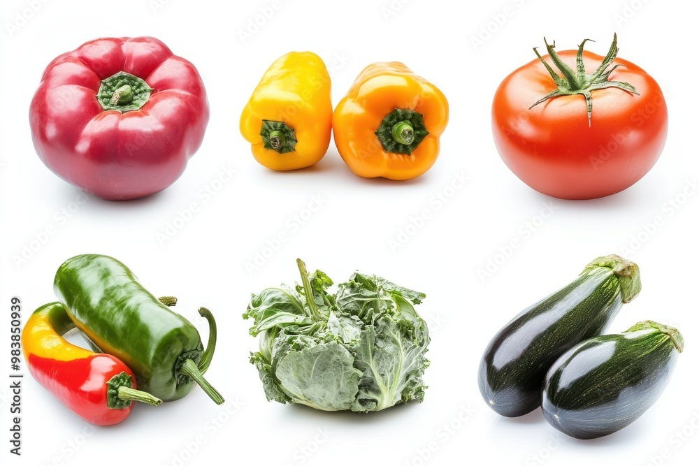 Set of 6 vegetables isolated in white background Set of 6 vegetables isolated in white background