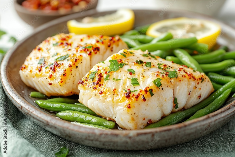 Grilled Cod with Green Beans and Lemon Grilled Cod with Green Beans and Lemon