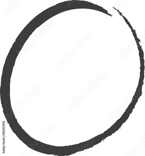 A black brushstroke forming a circle, symbolizing unity, infinity, and Zen philosophy.