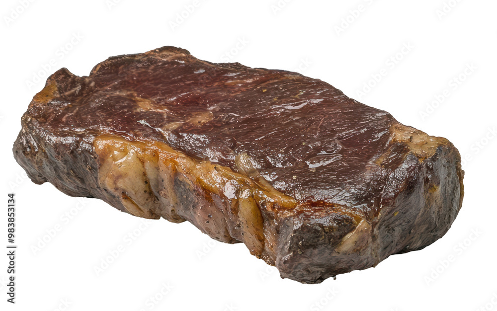 Cooked bison steak with charred exterior, isolated on a transparent background. Cooked bison steak with charred exterior, isolated on a transparent background.