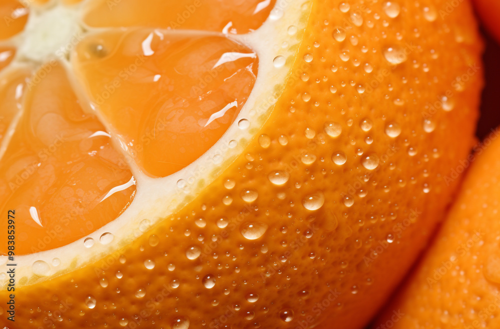 Close-up of the surface texture of an orange Close-up of the surface texture of an orange
