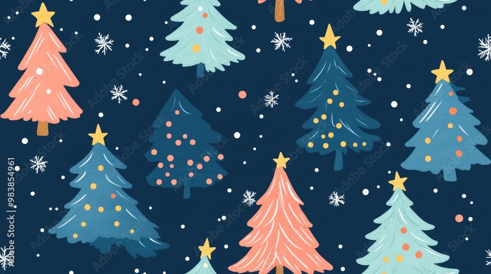 Seamless pattern of Christmas trees for use in fabrics textiles packaging gifts cards linens and wrapping paper for the new year Seamless pattern of Christmas trees for use in fabrics textiles packaging gifts cards linens and wrapping paper for the new year