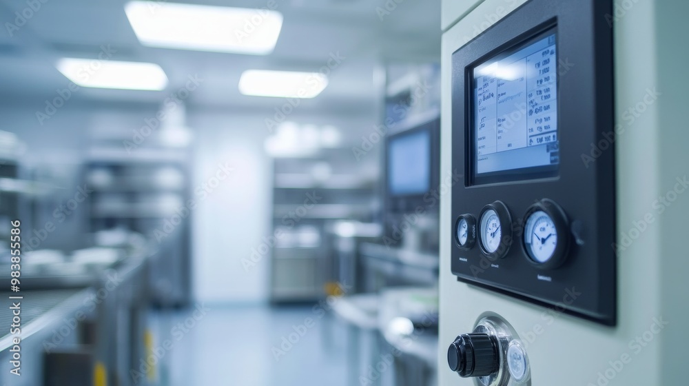 Industrial Control Panel with Gauges and Display. Industrial Control Panel with Gauges and Display.