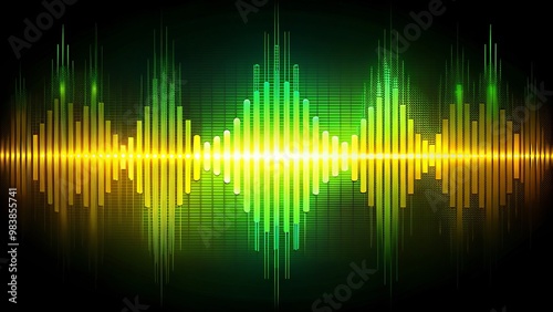 Embracing cutting-edge innovation, this futuristic equalizer logo dissolves into a mesmerizing fusion of sunny yellow