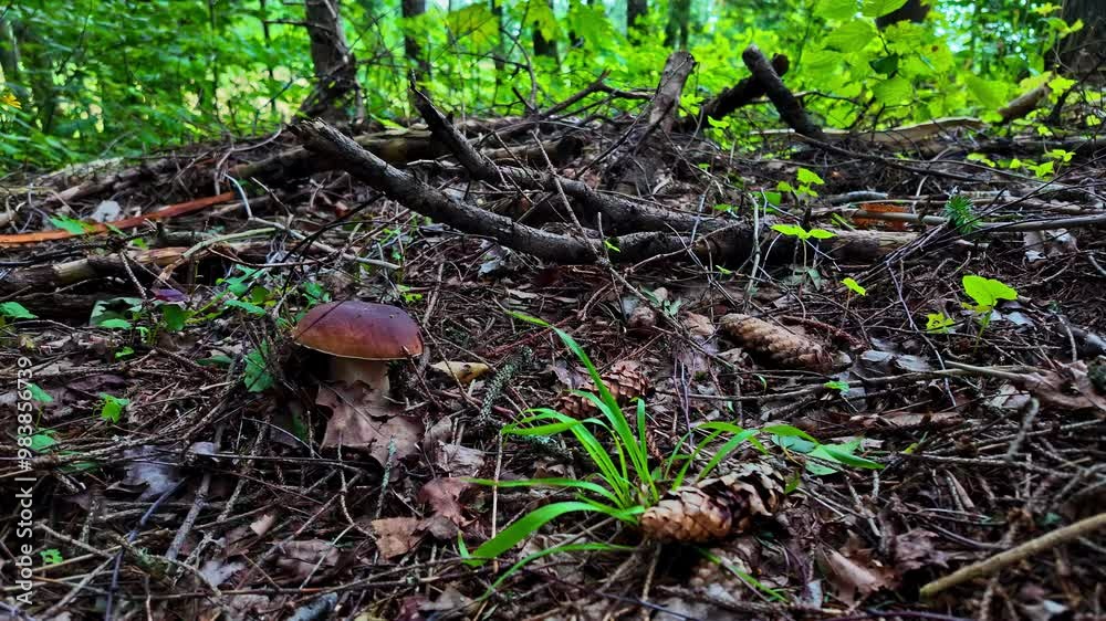 Motion video capturing little mushroom intact to ground during daytime. Motion video capturing little mushroom intact to ground during daytime.