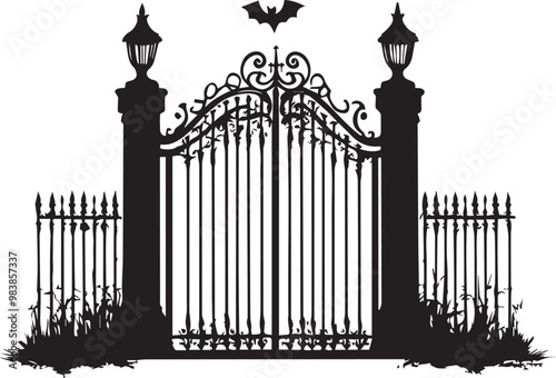 silhouette of halloween gate