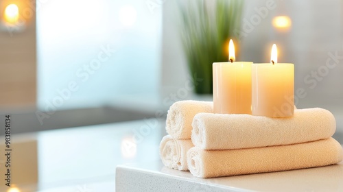 Serene Spa Scene with Candles and Towels