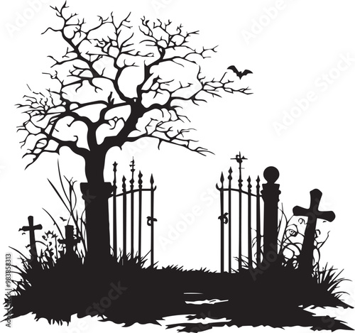 silhouette of halloween gate