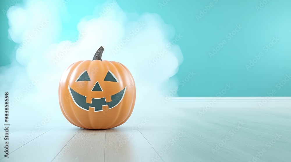 Smiling Pumpkin with Smoke for Halloween Celebration