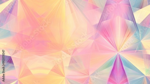 Abstract geometric fractal seamless pattern with colored rays on a light background photo