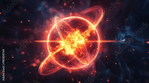 Fiery Energy Ball Abstract Background.