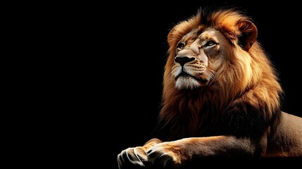Crédence de cuisine Lion Photo of a lion isolated against a black background, Wildlife and conservation concept, space for copy.  © aiman