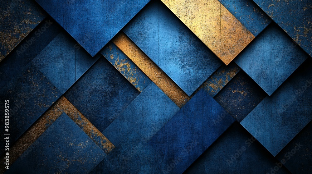 Abstract Geometric Pattern with Blue and Gold Tones Abstract Geometric Pattern with Blue and Gold Tones