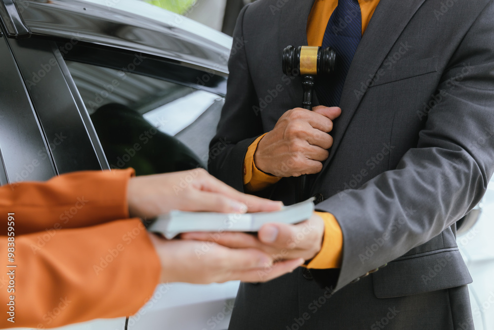 A judge in a courtroom presides over a legal case involving a car accident claim. The anxious driver awaits the verdict, while lawyers present evidence of vehicle damage for the insurance decision. A judge in a courtroom presides over a legal case involving a car accident claim. The anxious driver awaits the verdict, while lawyers present evidence of vehicle damage for the insurance decision.