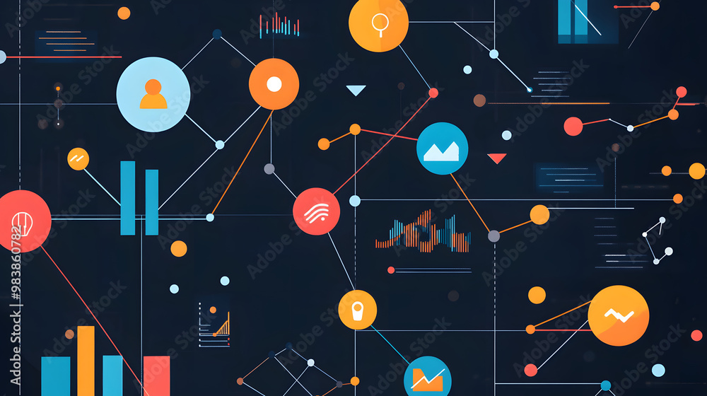 Network connection concept, vector illustration of football field and ball