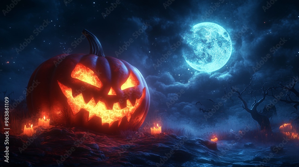 Naklejka premium Happy Halloween Banner background Design