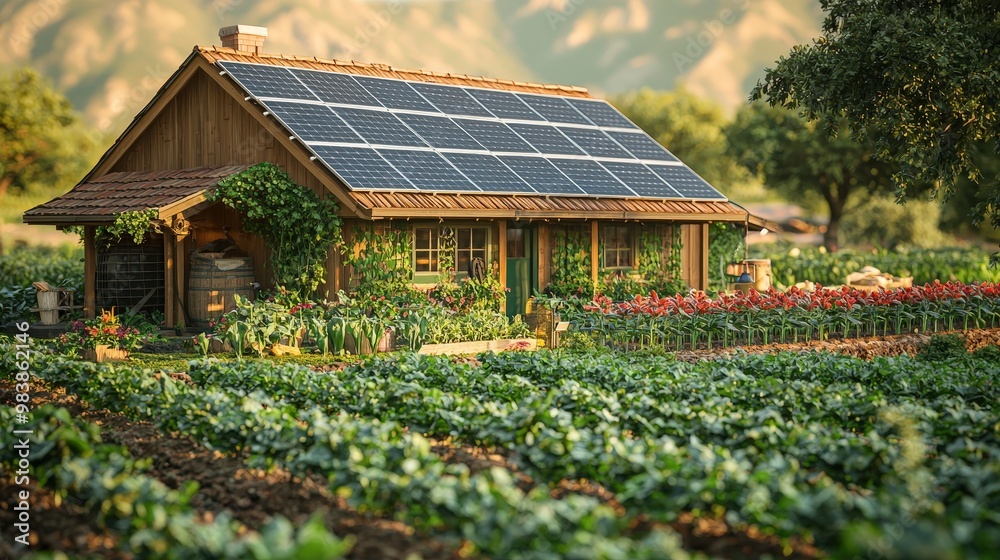 Eco Friendly House with Solar Panels and Garden