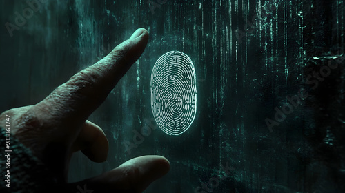 Unique fingerprint vector illustration, perfect for security and identity design photo