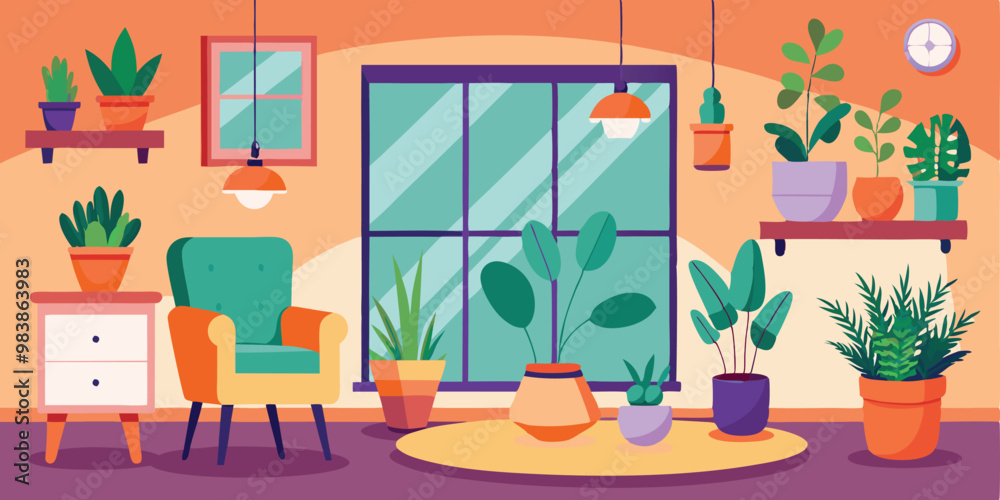 Modern Interior Design with Sofa Set Flat Vector Isolated Modern Interior Design with Sofa Set Flat Vector Isolated