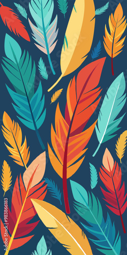 Seamless background with feathers Patten