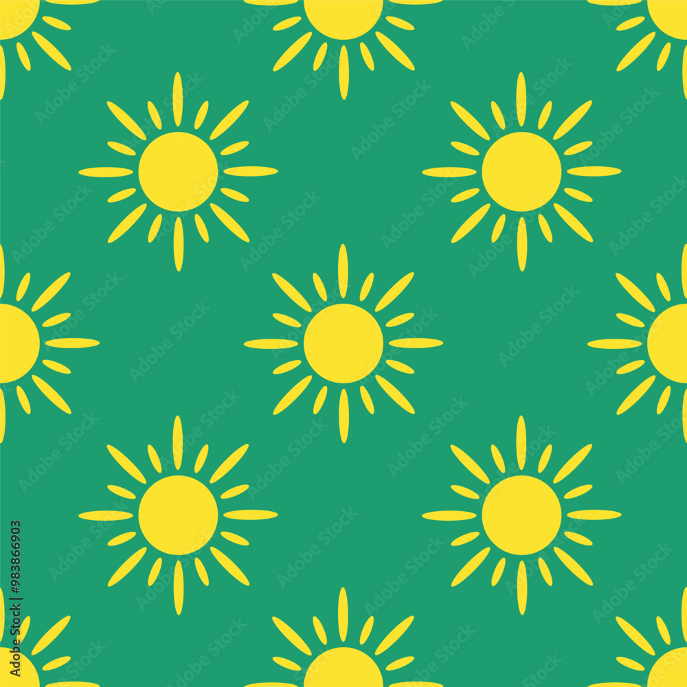 simple seamless pattern of the sun in a minimalist style on a green background simple seamless pattern of the sun in a minimalist style on a green background