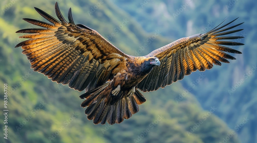 Obraz premium Majestic Condor Soaring Over Mountain Peaks with Impressive Wingspan in Dramatic Flight
