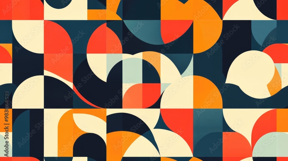 Seamless geometric patterns featuring shaped elements Seamless geometric patterns featuring shaped elements