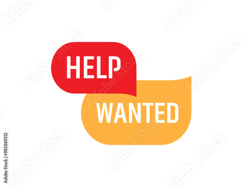 Help wanted sign on white background	