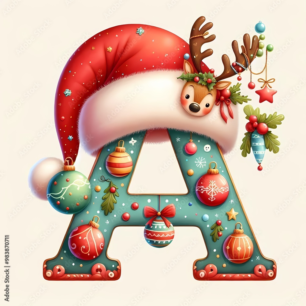 Fototapeta premium Alphabet letter a christmas style