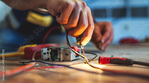 Repairing desk Eelectric outlets photo