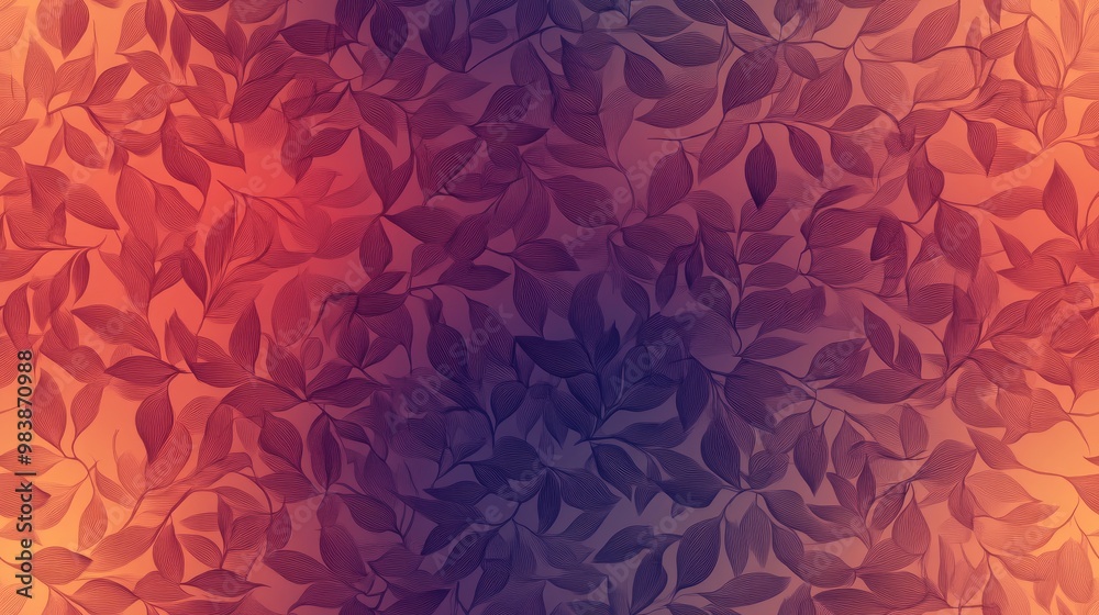 Seamless gradient background with leaf border textures Seamless gradient background with leaf border textures