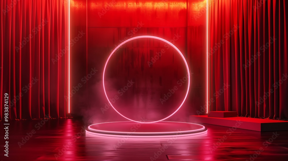 Ring line effect background glow picture room circle led upright round display stage game show floor vacant